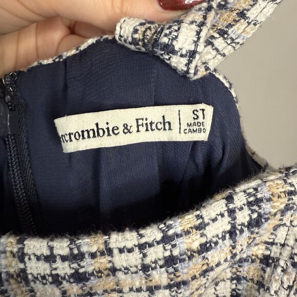 Abercrombie and Fitch Navy & White Tweed Split Mini Dress Size Small Preppy - Picture 6 of 6